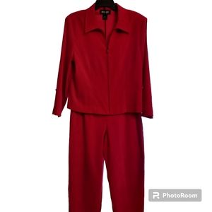 BRIGGS WOMEN'S RED PANTS AND JACKET PETITE LARGE